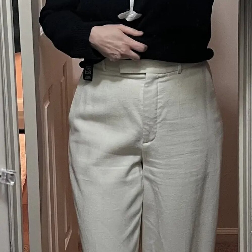 Rohe Frame White Tailored Wide Leg Trousers Pants Size 42 US 10 Elegant Workwear